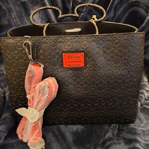 Loungefly Black Embossed Tote with Red Accents